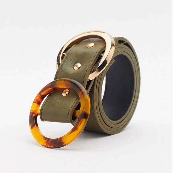 NWT Nasty Gal Circle In Double Metal And Tortoise Shell Double Buckle Be… - Picture 3 of 10